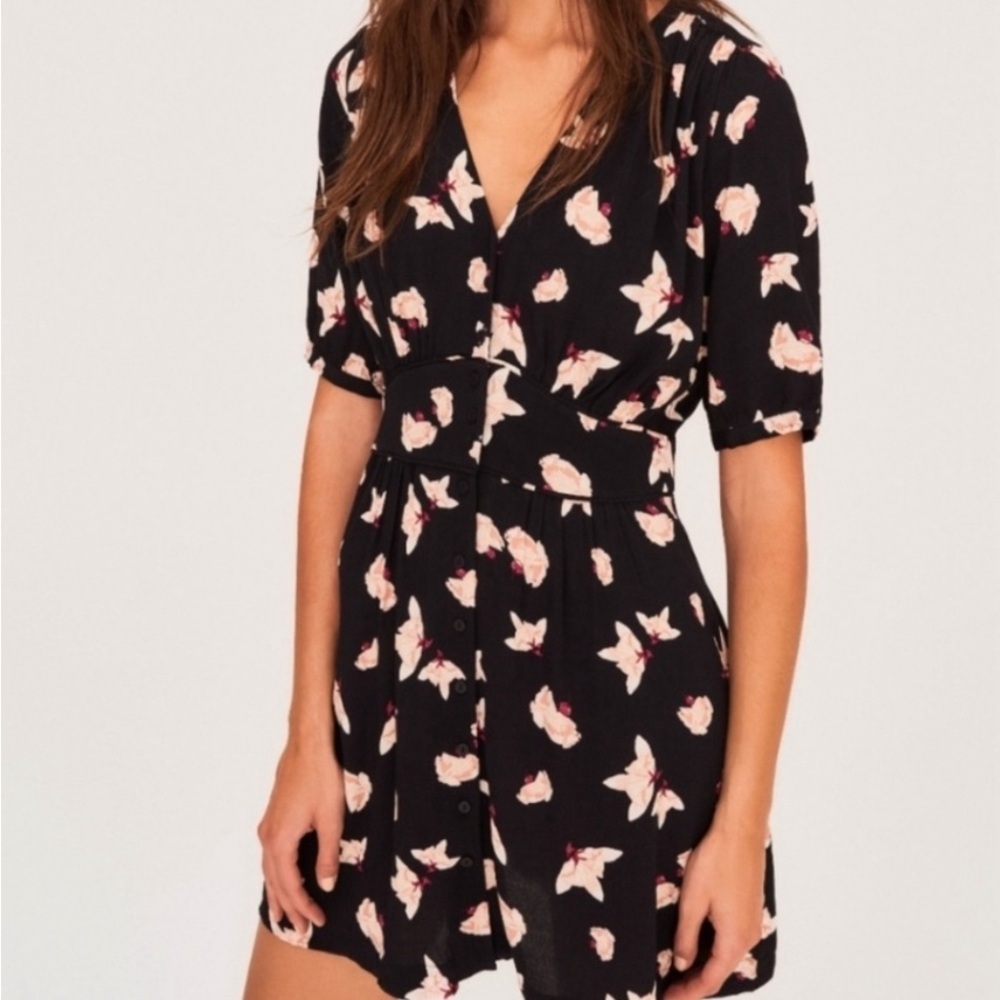 ba&sh Black Floral Mini Dress